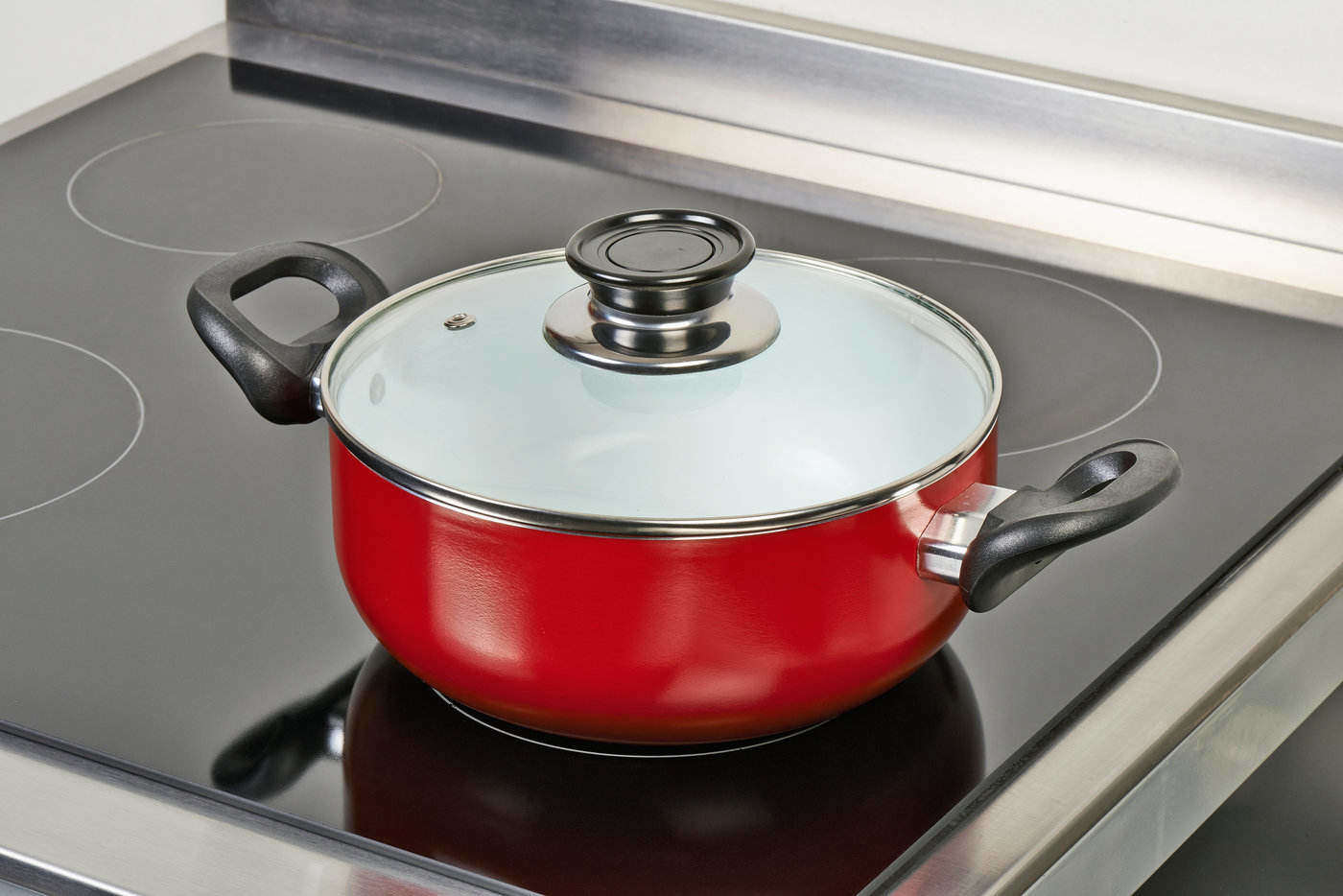 Red ceramic pan
