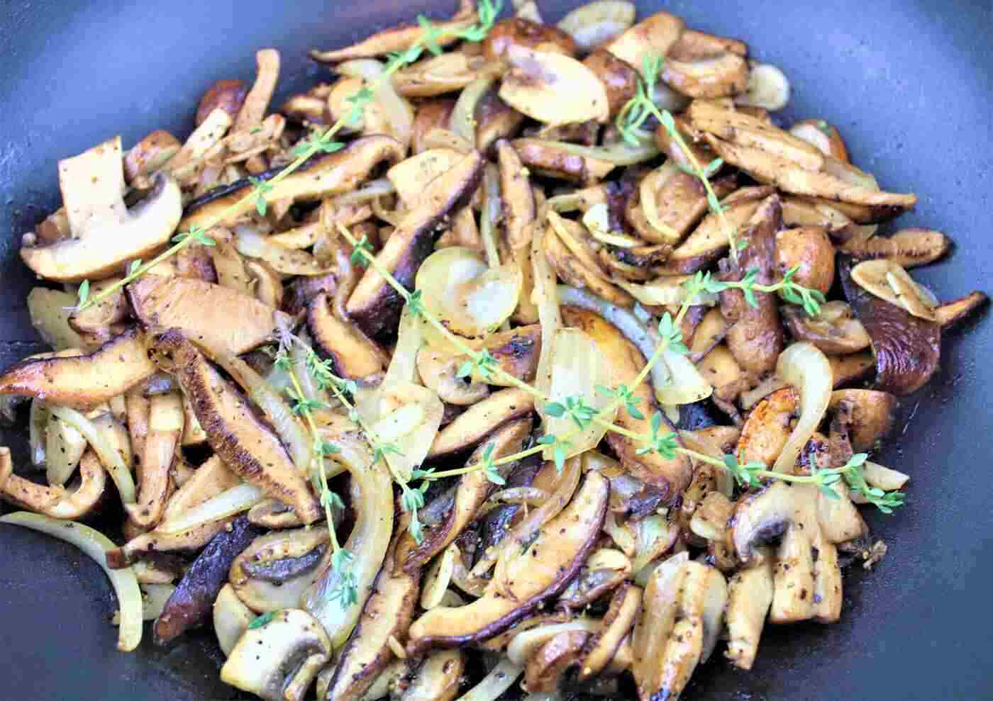 mushrooms cooking - vegetarian mushroom stroganoff recipe